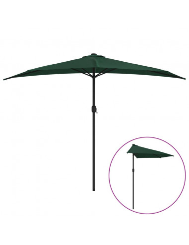 Ombrellone da Balcone Palo in Alluminio Verde 300x155 cm a Metà