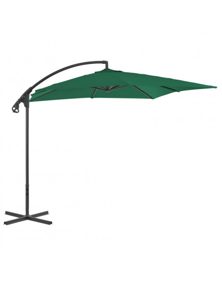 Ombrellone a Sbalzo con Palo in Acciaio 250x250 cm Verde