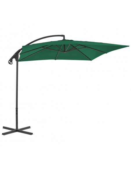 Ombrellone a Sbalzo con Palo in Acciaio 250x250 cm Verde