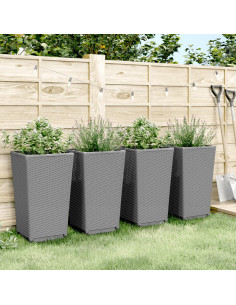 Fioriere da Giardino 4 pz Grigio Chiaro 32,5x32,5x57 cm in PP 2
