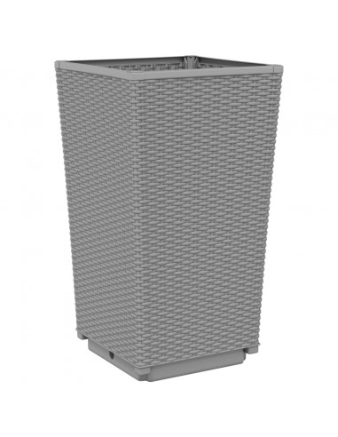 Fioriere da Giardino 4 pz Grigio Chiaro 32,5x32,5x57 cm in PP