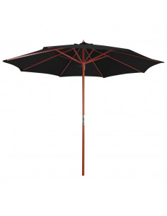 Ombrellone con Palo in Legno 300x258 cm Nero 2