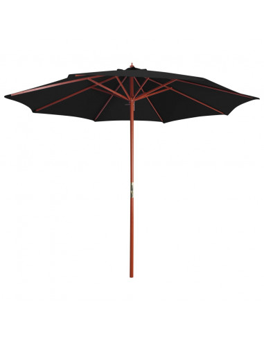 Ombrellone con Palo in Legno 300x258 cm Nero