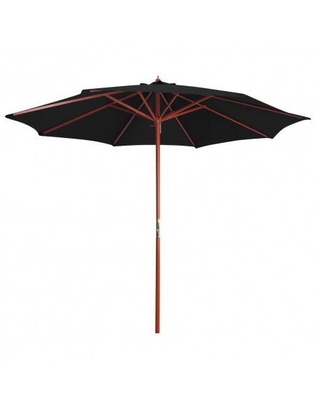 Ombrellone con Palo in Legno 300x258 cm Nero