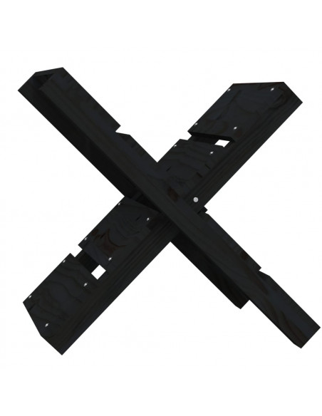 Portaceppi Nero 47x39,5x48 cm in Legno Massello di Pino