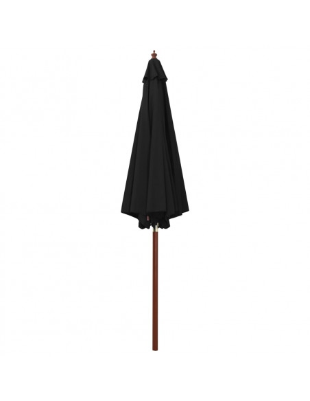 Ombrellone con Palo in Legno 300x258 cm Nero