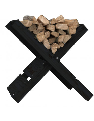 Portaceppi Nero 47x39,5x48 cm in Legno Massello di Pino