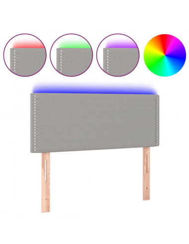 Testiera a LED Grigio Chiaro 100x5x78/88 cm in Tessuto