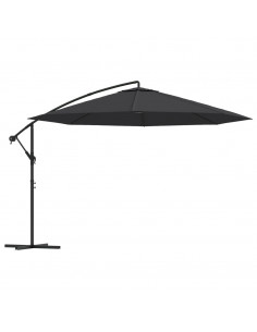 Ombrellone a Sbalzo con Palo in Alluminio 350 cm Nero 2