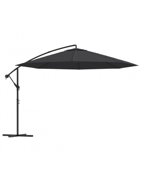 Ombrellone a Sbalzo con Palo in Alluminio 350 cm Nero