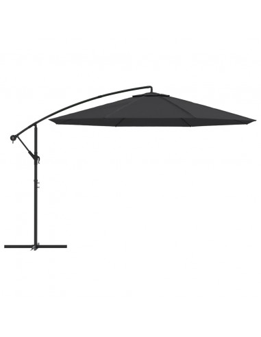 Ombrellone a Sbalzo con Palo in Alluminio 350 cm Nero
