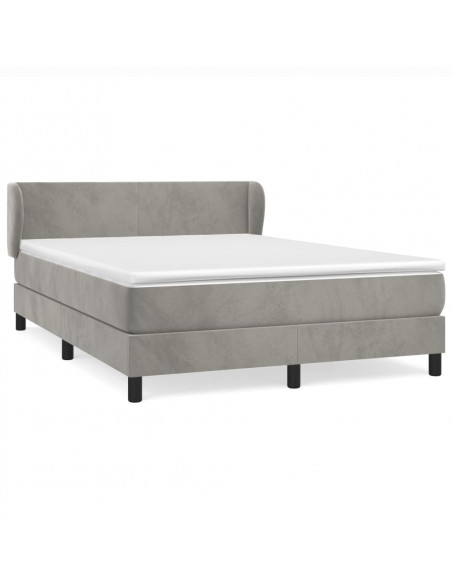 Giroletto a Molle con Materasso Grigio Chiaro 140x200cm Velluto