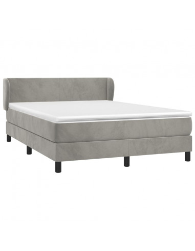 Giroletto a Molle con Materasso Grigio Chiaro 140x200cm Velluto