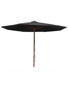 Ombrellone da Esterni con Palo in Legno 350 cm Nero 2