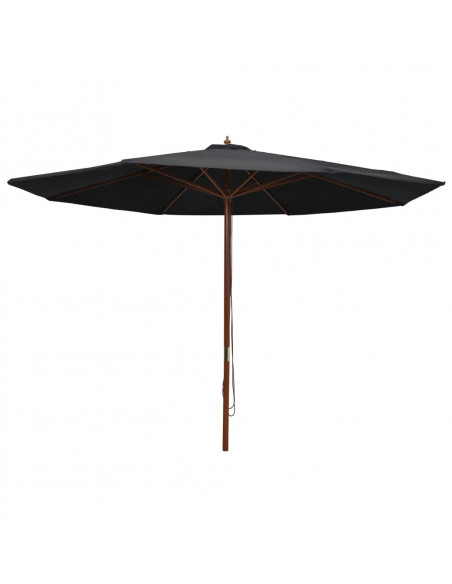 Ombrellone da Esterni con Palo in Legno 350 cm Nero