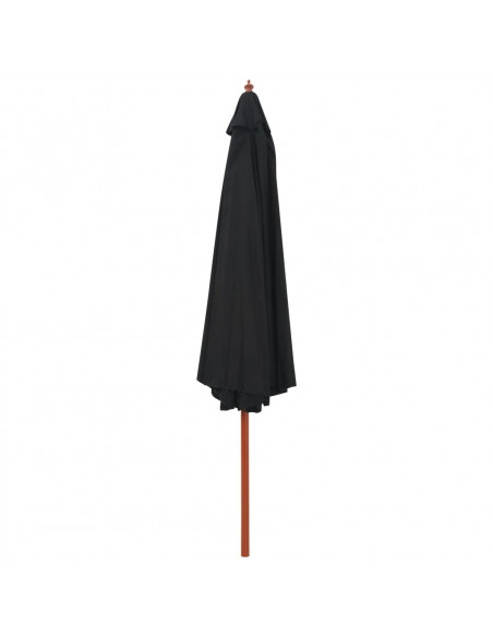 Ombrellone da Esterni con Palo in Legno 350 cm Nero