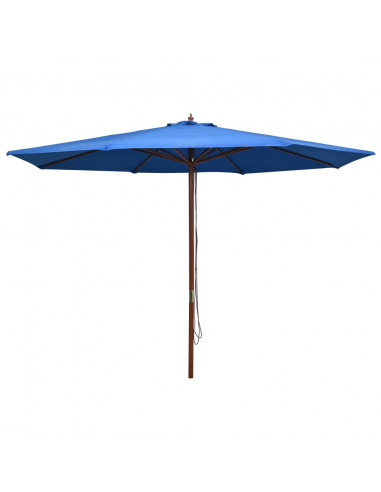 Ombrellone da Esterni con Palo in Legno 350 cm Blu