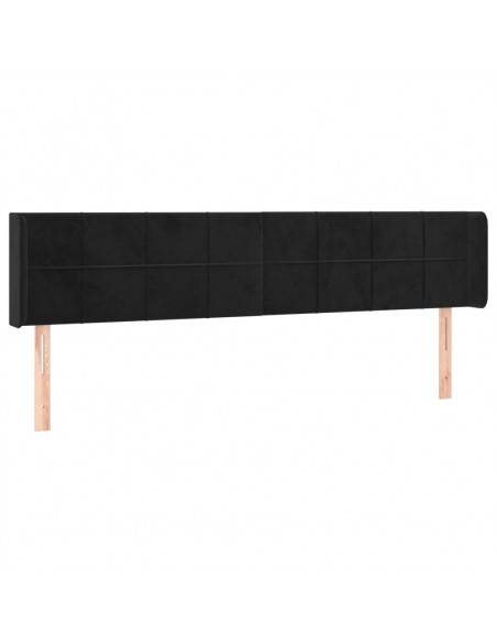Testiera ad Orecchio Nera 163x16x78/88 cm in Velluto