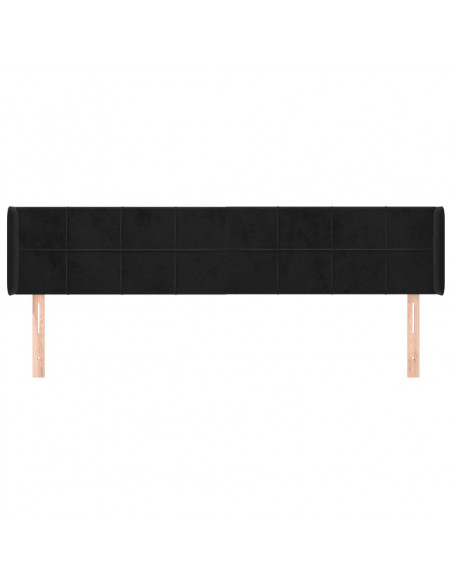 Testiera ad Orecchio Nera 163x16x78/88 cm in Velluto