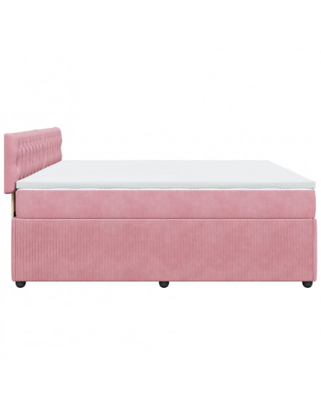 Giroletto a Molle con Materasso Rosa 180x200 cm in Velluto