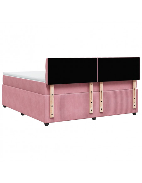 Giroletto a Molle con Materasso Rosa 180x200 cm in Velluto