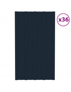 Pannelli da Tetto 36 pz in Acciaio Zincato Antracite 80x45 cm 2