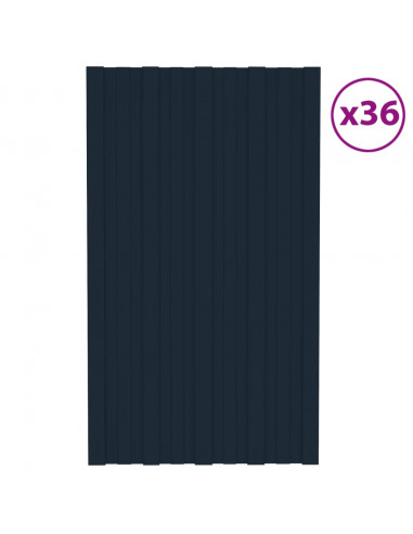 Pannelli da Tetto 36 pz in Acciaio Zincato Antracite 80x45 cm