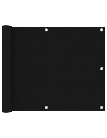 Paravento da Balcone Nero 75x600 cm in Tessuto Oxford