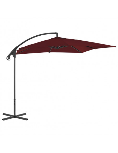 Ombrellone a Sbalzo con Palo in Acciaio 250x250 cm Rosso Vino