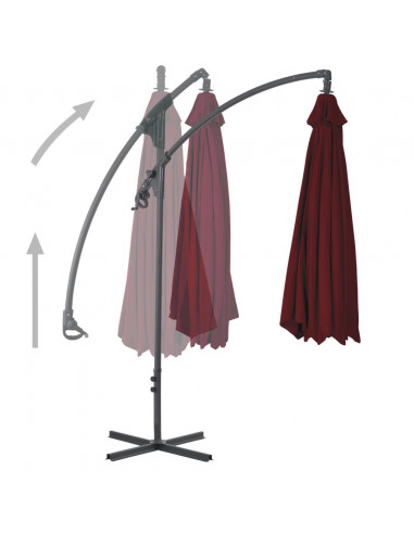Ombrellone a Sbalzo con Palo in Acciaio 250x250 cm Rosso Vino