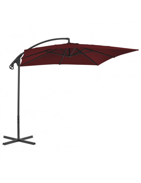 Ombrellone a Sbalzo con Palo in Acciaio 250x250 cm Rosso Vino