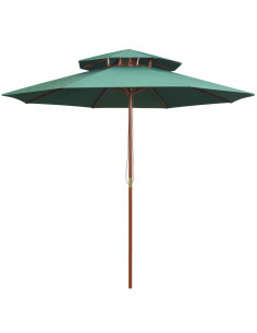 Ombrellone a 2 Livelli 270x270 cm con Palo in Legno Verde 2