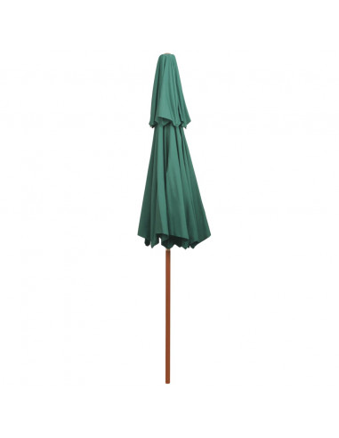 Ombrellone a 2 Livelli 270x270 cm con Palo in Legno Verde