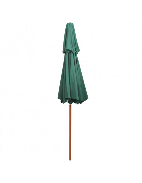 Ombrellone a 2 Livelli 270x270 cm con Palo in Legno Verde