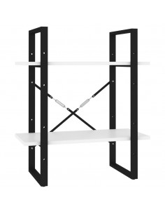 Libreria a 2 Ripiani Bianca 60x30x70 cm in Legno Multistrato 2