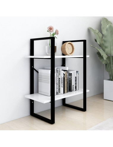 Libreria a 2 Ripiani Bianca 60x30x70 cm in Legno Multistrato