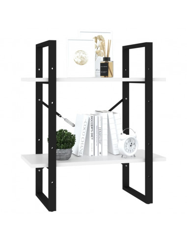 Libreria a 2 Ripiani Bianca 60x30x70 cm in Legno Multistrato