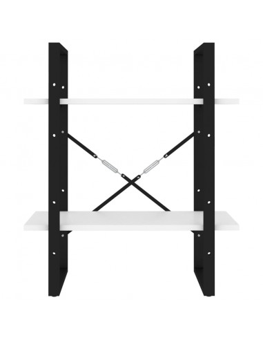 Libreria a 2 Ripiani Bianca 60x30x70 cm in Legno Multistrato