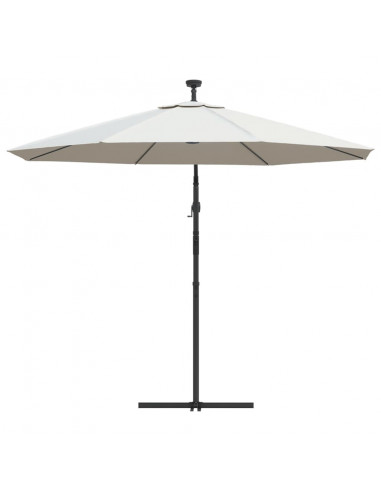 Ombrellone Pensile con Luci LED 300 cm Sabbia Palo in Metallo