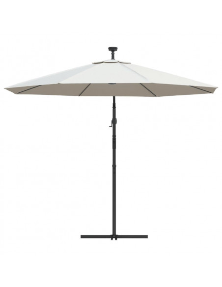 Ombrellone Pensile con Luci LED 300 cm Sabbia Palo in Metallo