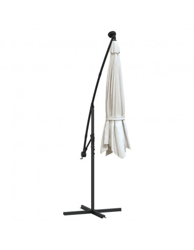 Ombrellone Pensile con Luci LED 300 cm Sabbia Palo in Metallo