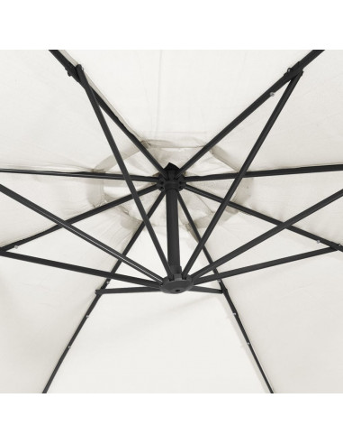 Ombrellone Pensile con Luci LED 300 cm Sabbia Palo in Metallo