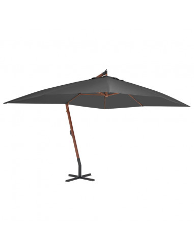 Ombrellone a Sbalzo con Palo in Legno 400x300cm Antracite