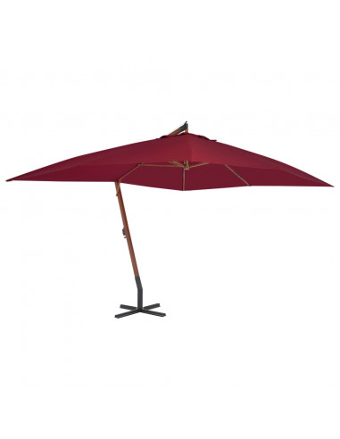 Ombrellone a Sbalzo con Palo in Legno 400x300cm Bordò
