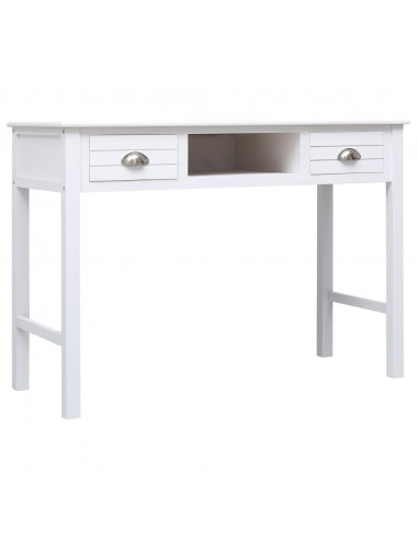 Scrivania Bianca 108x45x76 cm in Legno Massello di Paulownia