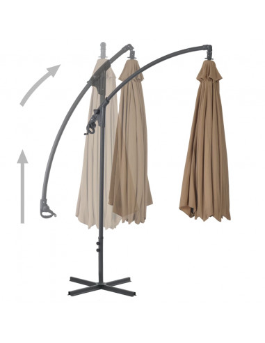 Ombrellone a Sbalzo con Palo in Acciaio 300 cm Grigio Talpa