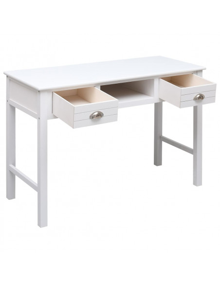 Scrivania Bianca 108x45x76 cm in Legno Massello di Paulownia