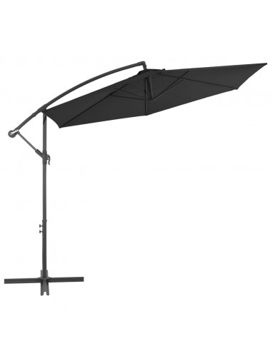 Ombrellone a Sbalzo con Palo in Alluminio 300 cm Nero