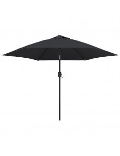 Ombrellone da Esterni con LED e Palo in Acciaio 300 cm Nero 2