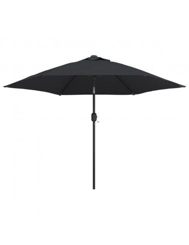 Ombrellone da Esterni con LED e Palo in Acciaio 300 cm Nero
